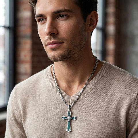 14K Gold Plated Cross Pendant Necklace Protection Jewelry Religious Gift