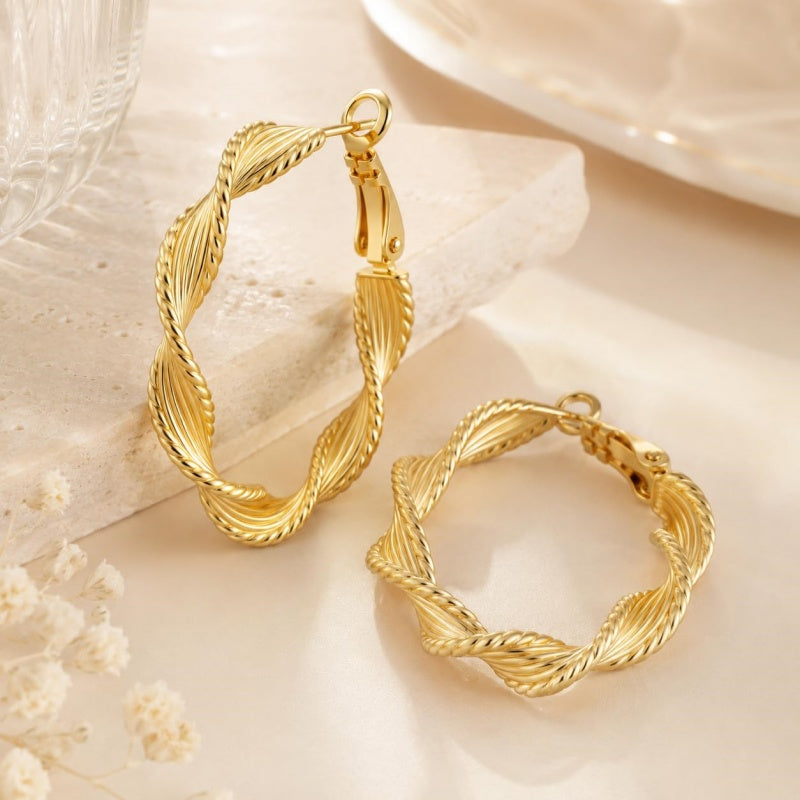 14K Gold Plated  Lightweight Hoop Earring for Women