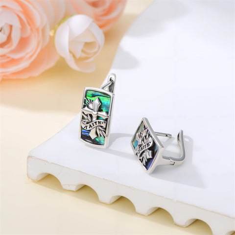 Sterling Silver Abalone Shell Cross Faith Hourglass Skull Leverback Earrings for Women