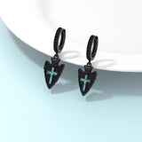 Sterling Silver Feather Arrowhead Axe Hoop Earrings