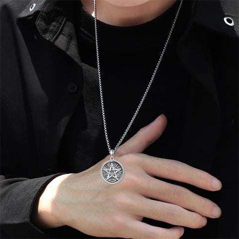 Sterling Silver Triple Moon Goddess Tetragrammaton Lilith Hecate  Pagan Wiccan Amulet Pendant Necklace