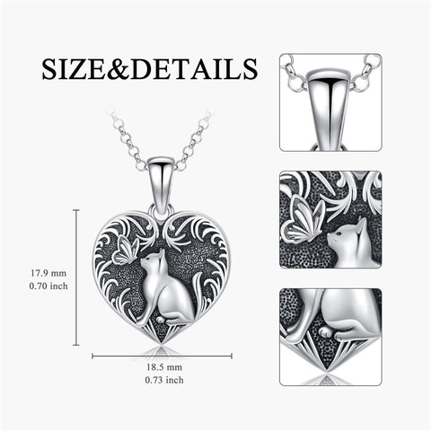 Sterling Silver Heart Rabbit Dog Cat Butterfly Dragonfly Hummingbird Wolf Urn Necklace for Ashes
