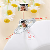 Sterling Silver Customized Engraved Photo Class Ring for Her
