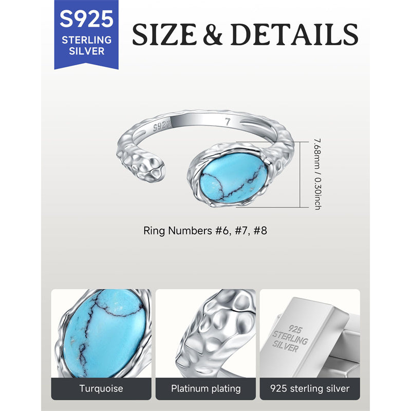 Sterling Silver Turquoise Adjustable  Rings for Women