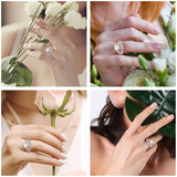 Sterling Silver 10K 14K 18K Gold Heart Moss Agate Opal Cubic Zirconia Promise Rings For Women