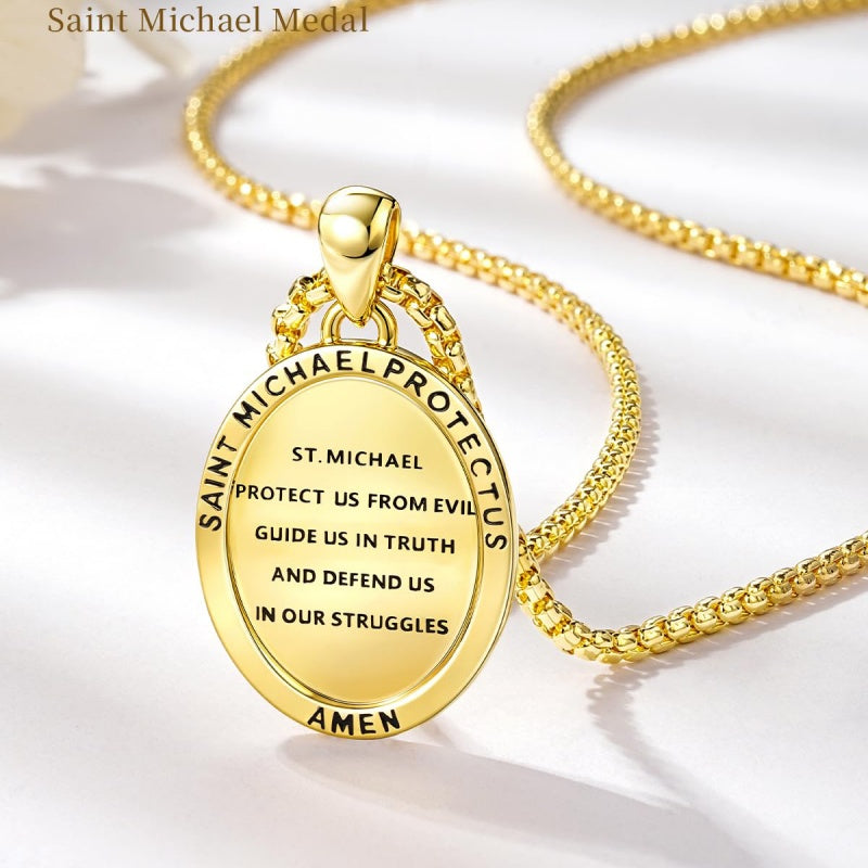 Patron Saint Medals Protection  14K Gold Plated Necklace for Men
