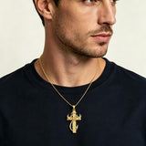 14K Gold Plated Cross Pendant Necklace for Men Religious Jewelry Christian Gift