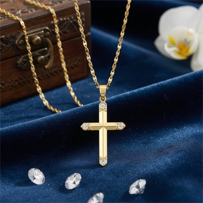 14K Gold Plated Cross Infinity  Pendant Necklace  for Women