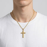 14K Gold  Plated Cross Pendant Necklace for Men Minimalist Religion Jewelry