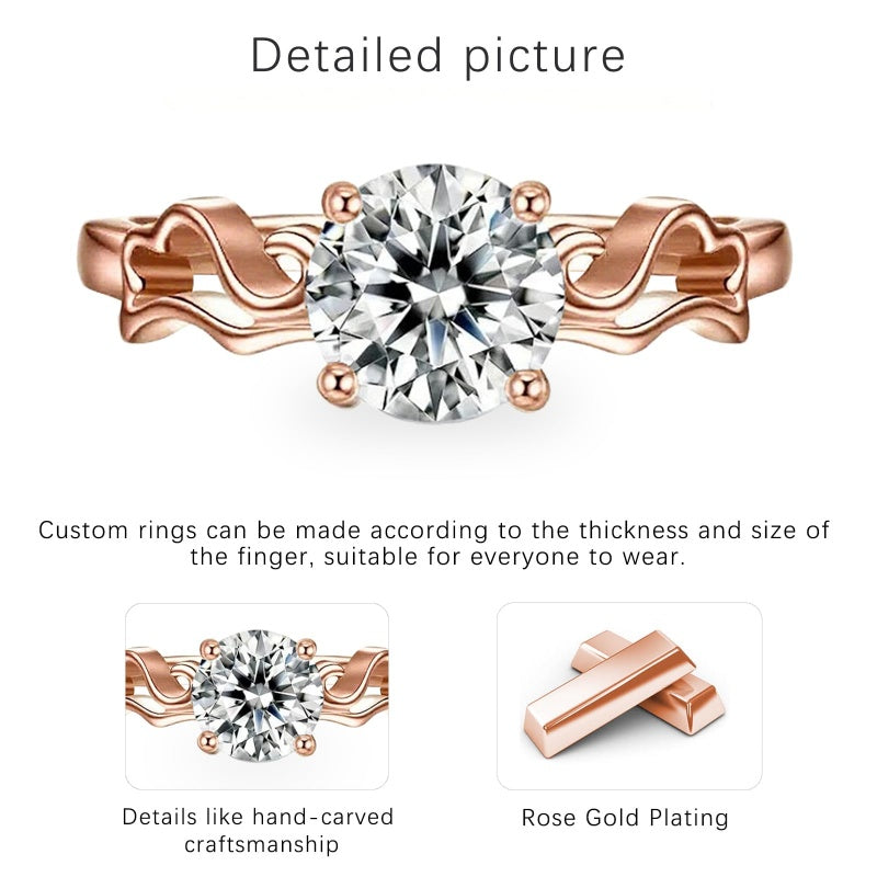 Sterling Silver 10K 14K 18K Gold Personalized Engraved 1-3 Carat Round Moissanite   Anniversary  Engagement Ring