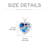 Sterling Silver  Blue Crystal Butterfly& Daughter Pendant Necklace