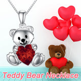 Sterling Silver Crystal Moonstone Teddy Bear Pendant Necklace