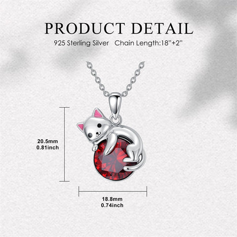Sterling Silver Cubic Zirconia  Cat Pendant Necklace for Women