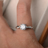 Sterling Silver 7x7mm Round Cut Gemstone Twist Infinity Engagement Ring for Women