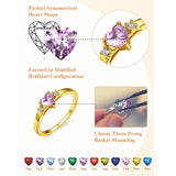 Sterling Silver Personalized 1 Birthstone Engraved Ring for Women