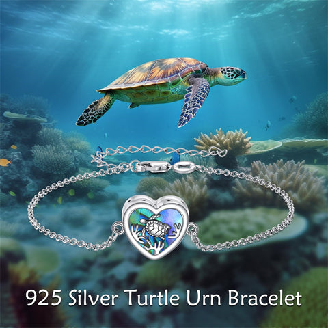 Sterling Silver Abalone Shell Turtle Urn for Ashes