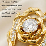 Heart Rose Pendant Necklace for Women  14K Gold Plated Mothers Day  Anniversary Birthday Gift
