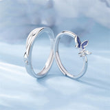 Copper Cubic Zirconia  Butterfly Adjustable Couple Rings