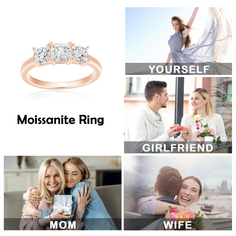Sterling Silver 10K 14K 18K Gold Personalized Engraved 1-3 Carat Round Moissanite   Anniversary  Engagement Ring