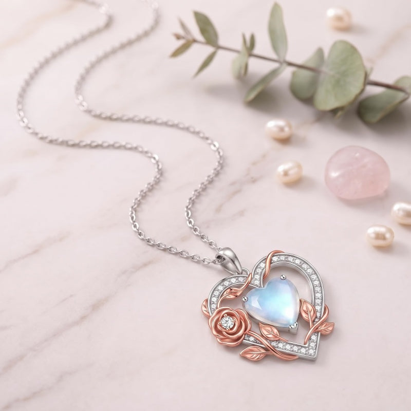 Sterling Silver Teardrop Gemstone Rose Butterfly Infinity Heart Necklace for Women