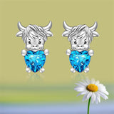 Highland Cow Earrings for Women Sterling Silver 925 Cute Animal Earrings Studs Christmas  Valentines Gifts