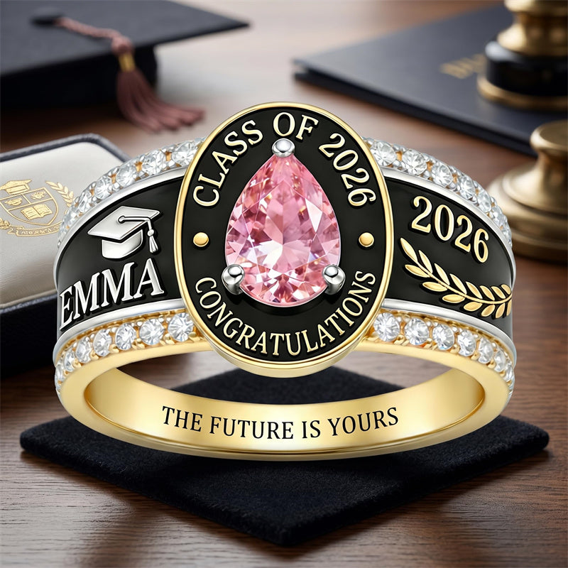 Sterling Silver Personalized Birthstone Class Ring Graduation Gifts for Women