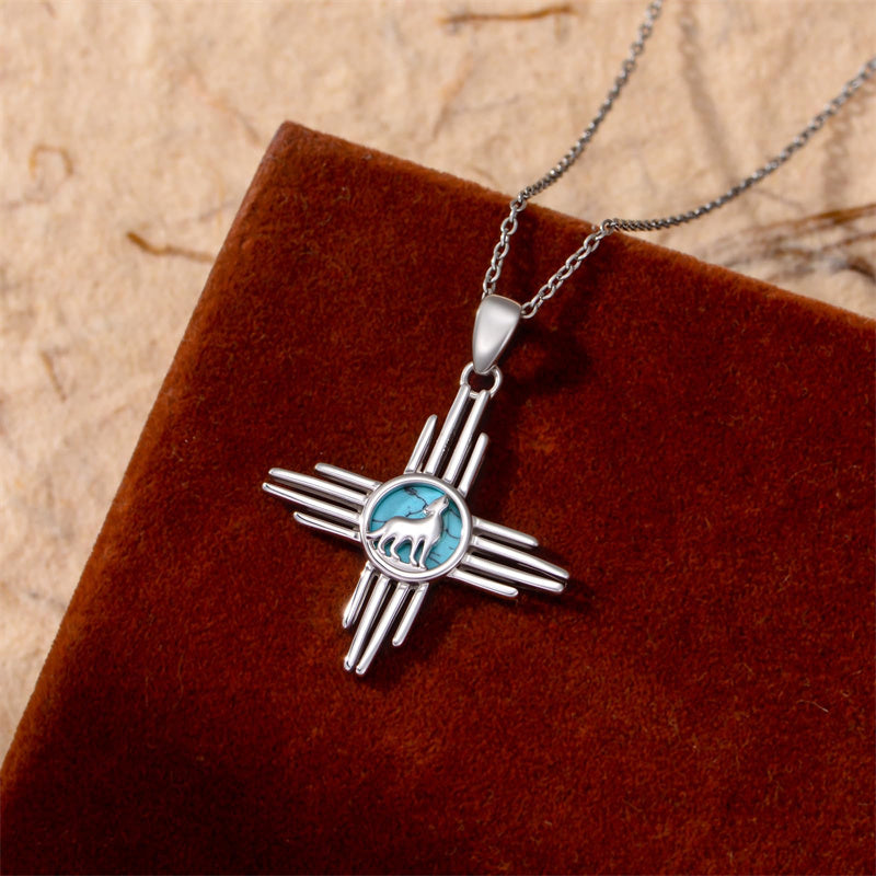 Sterling Silver Turquoise Kokopelli Arrowhead Cross Zia Roadrunner Zia Fox Arrowhead Eagle Pendant Necklace