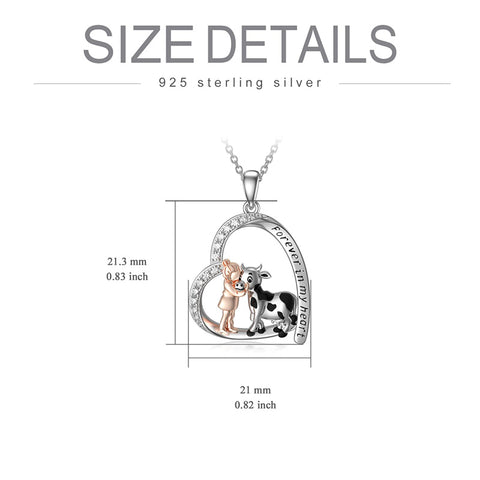 Sterling Silver Cow Pendant Necklace