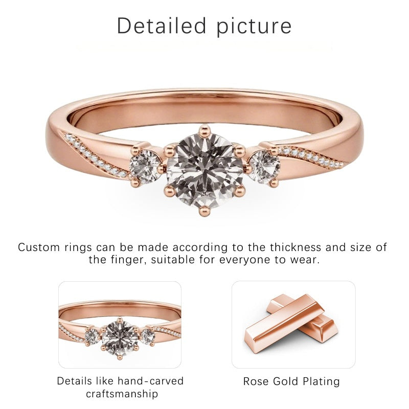 Sterling Silver 10K 14K 18K Gold Personalized Engraved 1-3 Carat Round Moissanite   Anniversary  Engagement Ring