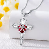 Sterling Silver Three Nail Cross Pendant Necklace