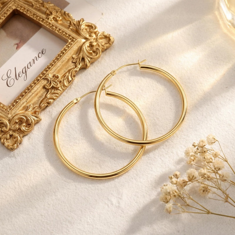 14K Gold Plated  Hoop Earrings for Women
