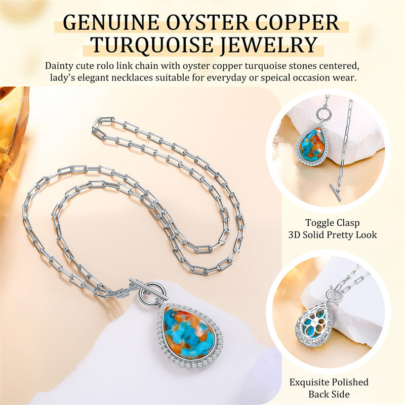 Sterling SilverTurquoise Red Coral Lapis Lazuli Malachite Paperclip Chain Necklace