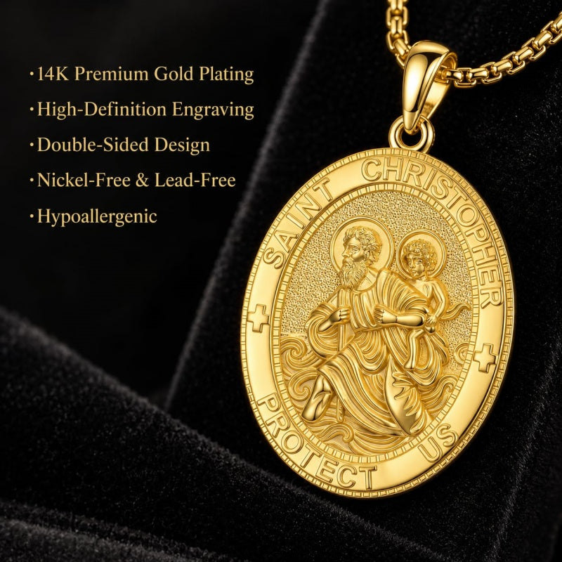 Patron Saint Medal Gold Plated Catholic Pendant Christian Religious Necklace Amulet Jewelry