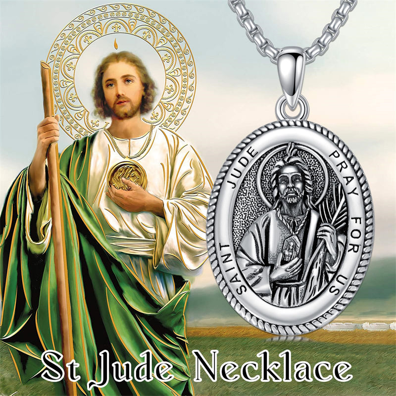 Sterling Silver Saint Joseph St Michael Saint Peter Saint Christopher Religious Pendant Necklace