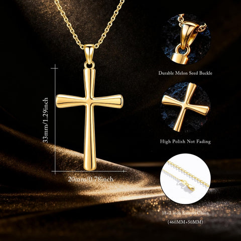 14K Gold Plated  Cross Necklace for Women Christian Jewelry  Birthday Christmas Gift