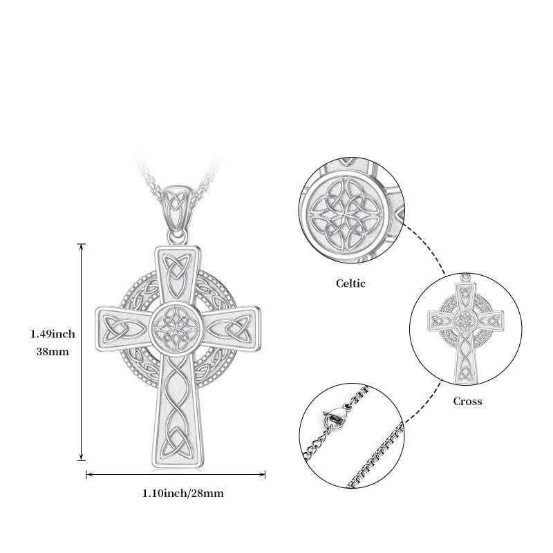 14K Gold Plated Celtic Vikin Cross Pendant Necklace Irish Jewelry Religious Protective Gift