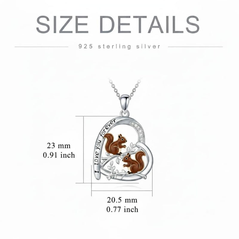 Sterling Silver Mother Daughter Squirrel Monkey Butterfly Bee Owl Necklace Engraved I Love You Forever