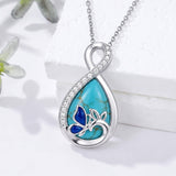 Sterling Silver Teardrop Gemstone Rose Butterfly Infinity Heart Necklace for Women