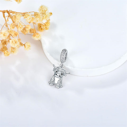 Sterling Silver Highland Cow Charm Beads