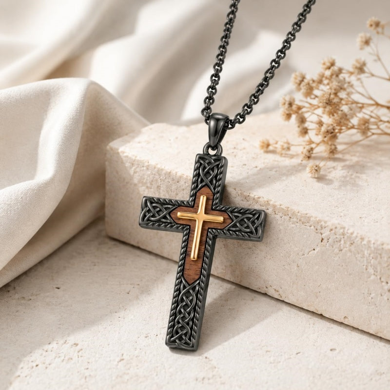 14K Gold Plated Wooden Pendant Necklace Beliefs jewelry