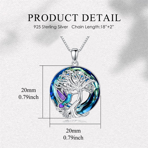 Sterling Silver Crystal Tree of Life Cardinal  Cat Hummingbird Dog Dragonfly Eagle Pendant Necklace