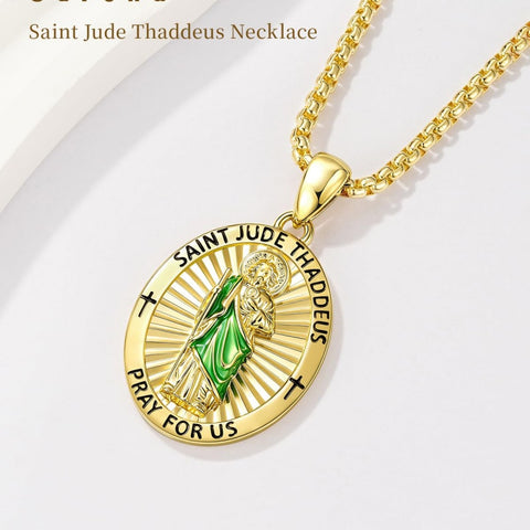 Patron Saint Medals Protection  14K Gold Plated Necklace for Men