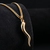 14K Gold  Plated Italian Horn Cornicello Pendant Necklace Lucky Talisman  Amulet Jewelry