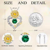 14K Gold Plated Birthstone Sunflower Pendant Necklace Anniversary Birthday Gifts for Women