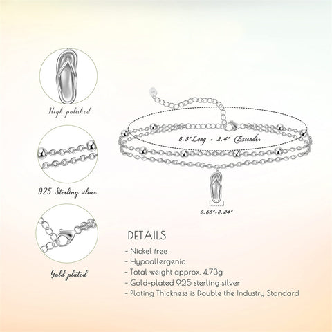 Sterling Silver Multi-layered Animal Anklet