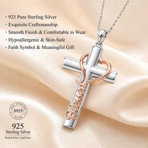 Sterling Silver Cross Pendant Necklace Christian Religious Jewelry Gifts for Anniversary