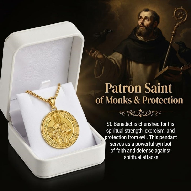 14K Gold Plated Patron Saint Necklace Saint Medal Catholic Amulet Jewelry