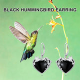 Sterling Silver Black Obsidian Snake Hummingbird Butterfly Dragonfly Leverback Earrings
