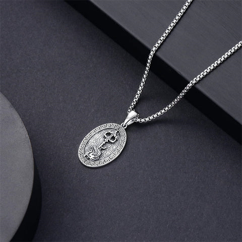 Sterling Silver  Poseidon Trident  Pendant Necklace for Men