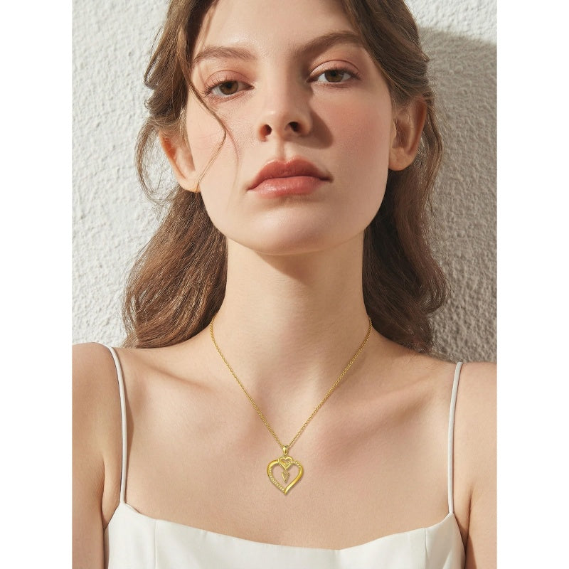 Heart Initial A-Z Pendant Necklace for 14K Gold Plated Women Initials Jewelry Gifts